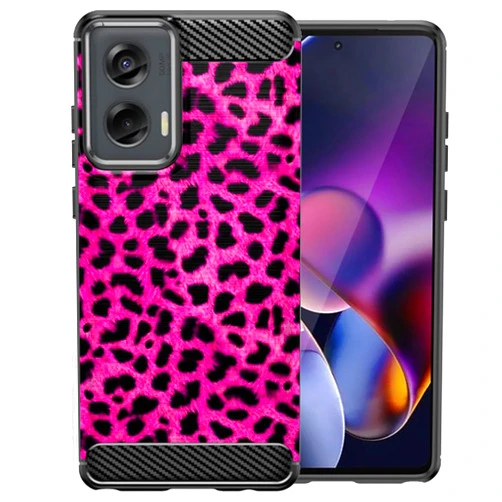 CASES ON DESK CasesOnDeck Fitted Case Compatible with [Motorola Moto G Stylus 5G 2024 / Moto G Stylus 2024] Carbon Fiber Accents Bump and Drop Protecting Flexible TPU (Pink Leopard)