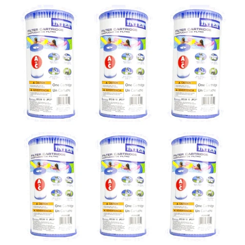 Intex (Pack of 6) Intex 29000E/59900E Easy Set Pool Replacement Type A or C Filter Cartridge