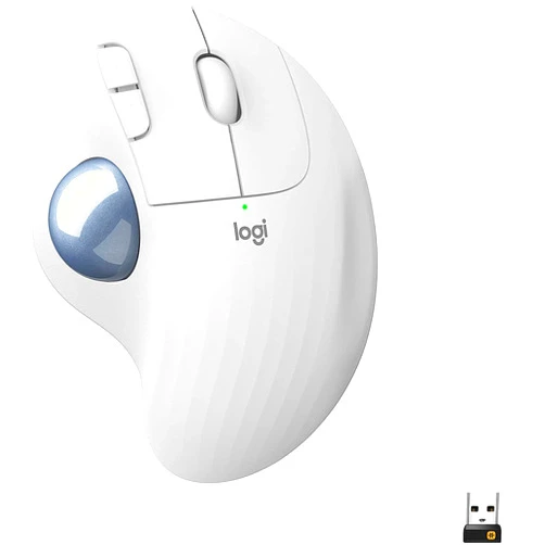 Logitech Ergo M575 Wireless Trackball Mouse, Easy Thumb Control, Precision and Smooth Tracking, Ergonomic Comfort Design, Windows/Mac, Bluetooth, USB - Off White (Renewed)