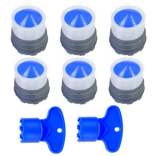 BAISASY 6 Pcs Faucet Aerator, M16.5 Faucet Flter Restrictor and 2 Pcs Aerator for Sink Faucet Removal Tool for Bathroom or Kitchen Sink Aerators, Male Threads