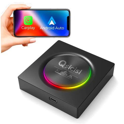 QSICISL Magic Box 4.0,Car AI Box Wireless CarPlay & Android Auto Multimedia 4K Video,4G Cellular, 8 Core, 5G WiFi for YouTube/Netflix/Google Store,60% Performance Increase (Color (4ram+64rom) Square)