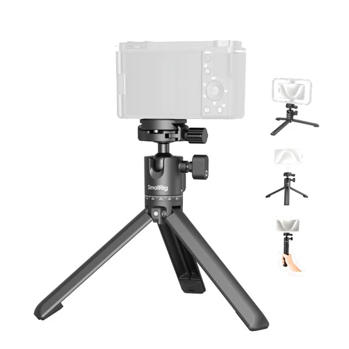 SmallRig Portable Mini Desktop Tripod, Aluminum Alloy Compact Small Tabletop Tripod with 360° Ball Head, 1/4 Screws Quick Release Plate for DSLR，Camera, Phone, Load up to 11 Pounds - 4630