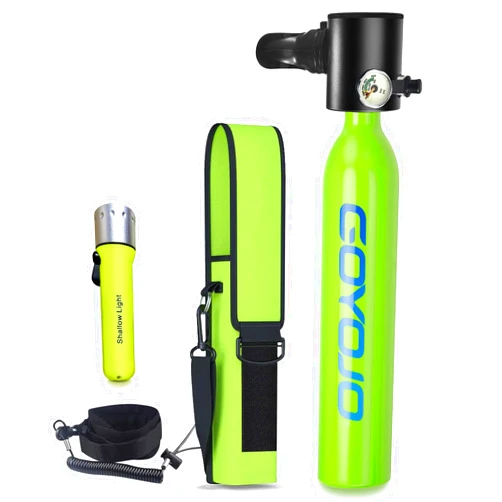 GOYOJO Mini Scuba Tank, 6-12 Minutes Diving Tank, Portable Lung Tank Kits with 3000 PSI Max Pressure, Reusable 0.5L Small Scuba Diving Tank Gear Underwater Breathing Training