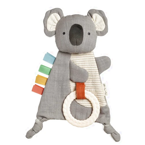 Itzy Ritzy - Bitzy Crinkle Sensory Toy Koala with Crinkle Sound for Babies & Toddlers - Features Soft Braided Teething Ring & Textured Ribbons, Designed for Ages 0 Months and Up, Koala