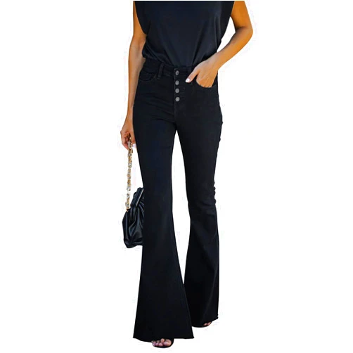 KUNMI Women's Flare Bell Bottom Jeans High Waisted Wide Leg Bootcut Jeans Stretchy Denim Pants