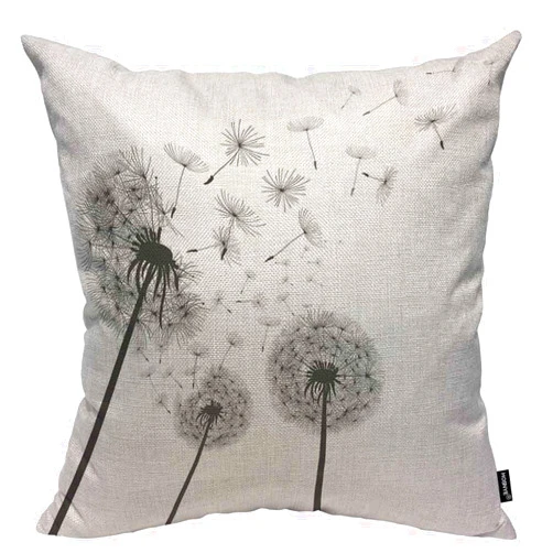 HOSNYE Dandelion Throw Pillow Case 16x16 Black and White Pillow Cushion Cover Decorative Waist Home Decorations
