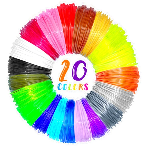 Vomika 20 Colors 3D Pen PLA Filament Refills, 1.75mm Premium Printing Filament for 3D Printer/ 3D Pen, Each Color 16 Feet, Total 320 feet, with 2 Finger Caps by Vomika (20)