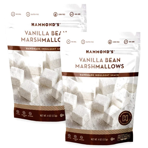 Hammond's Candies Hammond’s Candies Gourmet Marshmallows – Vanilla Bean | Great for Snacking, Hot Chocolate, S’mores, Baking | Gluten-Free, Kosher, Handcrafted in the USA | 2 Pack