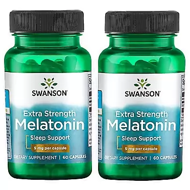 Swanson Extra Strength Melatonin 5mg 60 Capsules (2 Pack)