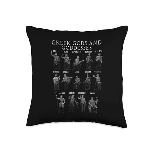 Greek Life Zeus Hera Aphrodite Apollo Ares Hestia Ancient Mythology Gods Goddess Greek Mythologist Throw Pillow, 16x16, Multicolor