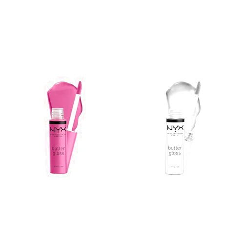 NYX PROFESSIONAL MAKEUP NYX Butter Gloss Non-Sticky Lip Gloss Merengue (Pink Lilac) & Sugar Glass (Clear) 2pc Bundle