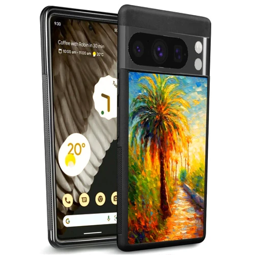 DeweiDirect Phone Case for Google Pixel 8 8 Pro 7 7 Pro 6 6a 6 Pro 5 5XL 4 4a 4a 5G 4XL 3a 3aXL 3 3XL 2 2XL 4G/5G with Palm Tree-aa79 Black Slim Rubber Frame