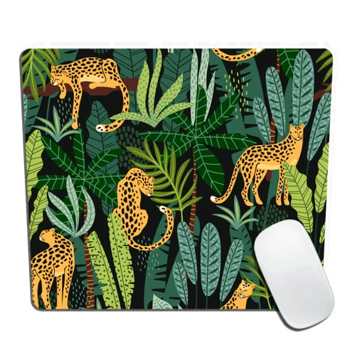 TSSOHU Mouse pad Leopard Mousepad Plants Office Decor for Women Men Desk Accessories Cheetah Tropical Mousepad Gift for Coworker 9.5