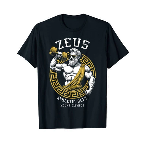 Grandio Design Sports Training And Fitness Zeus Gym Athletic Department Funny Greek God Workout Muscle T-Shirt