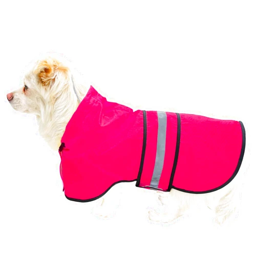Dadanfly Dog Raincoat Waterproof Reflective Slicker - Lightweight Breathable Hooded Poncho Rain Coat Jacket with Adjustable Belly Strap and Leash Hole for Small Medium Large Dogs (Pink, Small)
