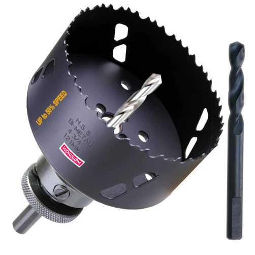 Wowsupm 4-3/4 Inch Deep HSS Bi Metal Hole Saw Cutter with Arbor Heavy Duty Hole Saw Bit Cutting Depth 2.1” for Metal Thick Wood PVC Drywall Aluminum Big Slot New Sharp Teeth