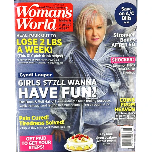 By Woman Fun (Author) Woman’S World Magazine July 21, 2025 Cyndi Lauper Girls Still Wanna Have Fun