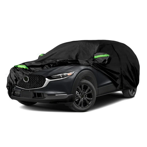 SAPUBK Waterproof Car Cover All Weather Compatible with 2020-2024 Mazda CX-30 Accessories, Black 210T Inside Cotton Cover with Door Zippers for Snow Rain Dust Outdoor Protection