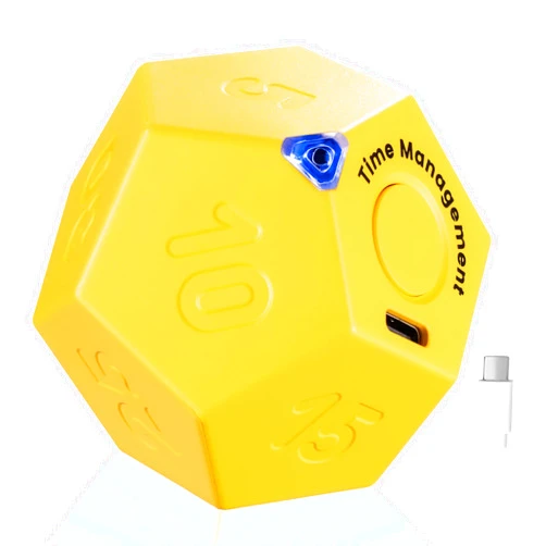 KADAMS Cube Timer Rotating Productivity Timer - Rechargeable Desk Timer Dodecagon with Sound Vibrate Light Alarm Flip Timer for Time Management Kids ADHD 1 3 5 10 15 20 25 30 45 60 90 Minute