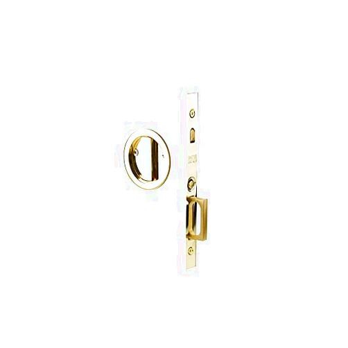 Emtek Products Inc, Emtek Round Pocket Door Mortise Lock (Privacy, Satin Brass)