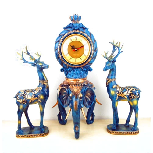 LILOVE Wealthy Elephant Zhong Shengcai Deer Three-Piece Decoration European Home Furnishings Living Room Exhibition Hall Furnishings