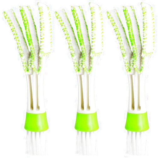 SENHAI Mini Duster for Car Air Vent, Set of 3 Automotive Air Conditioner Cleaner and Brush, Dust Collector Cleaning Cloth Tool for Keyboard Window Leaves Blinds Shutter