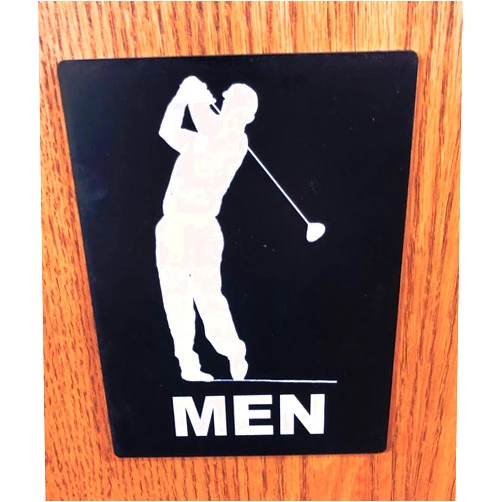 Maverick Advantage Mens Bathroom Sign - Golf Theme, Black/White, 6