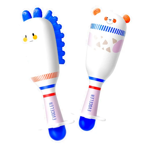 Evoceler Baby Rattles Shaker Toy, 2 Pack Musical Instruments, Soft Silicone Rattle Toys, Perfect Size for Grasp and Shake,Dinosaur & Bear Toy for 0+M