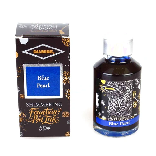 Diamine Fountain Pen Bottled Ink, 50ml - Shimmering Blue Pearl