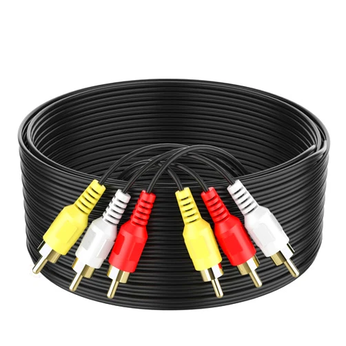 Abireiv Audio Video RCA Cable, 6FT 3RCA to 3RCA Composite AV Cable Compatible with Set-Top Box, Speaker, Amplifier, DVD Player, 24K Gold Plated