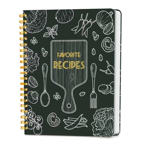 LuBudingJoy Blank Recipe Notebook to Write in Your Own Recipes, Full Page Sprial Hardcover Personal Recipe Organise, Recipe Journal Hold 140 Recipes (Black)