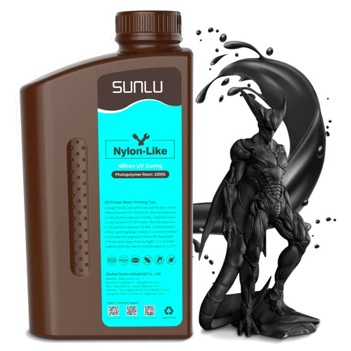 SUNLU 3D Printer Resin, Strong Durable Nylon Like 3D Resin for LCD DLP SLA Resin 3D Printers, 395-405nm UV Light Curing 3D Printing Liquid Photopolymer Resin, Good for Functional Parts, 1000g, Black