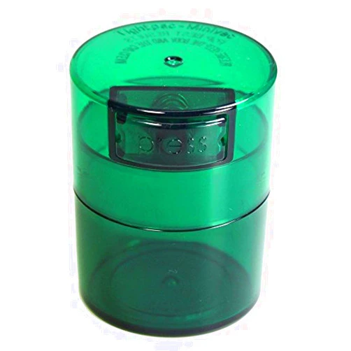 TIGHTPAC MINIVAC Minivac - 10g to 30 grams Airtight Multi-Use Vacuum Seal Portable Storage Container for Dry Goods, Food, and Herbs - Green Tint