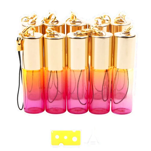 Newzoll Glass Roller Bottles, 5ml Mini Yellow Rose Gradient Roll On Bottles, Empty Sample Vial Bottles Containers for Essential Oil Perfumes Lip Balms, Pack of 10