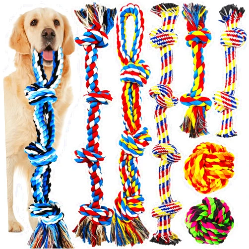 LosFong Large Dog Chew Toys for Aggressive Chewers, 12 Pack Indestructible Dog Rope Toys for Large Breeds, Heavy Duty Dental Dog Chew Toys, 100% Cotton Teeth Cleaning, Tug of War Dog Toy