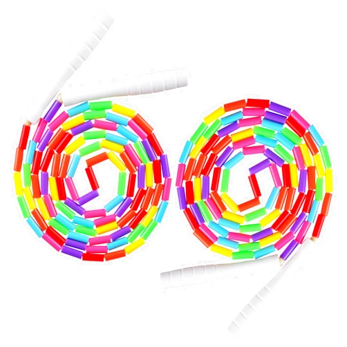 Fezog 2 Pack Rainbow Beaded Kids Jump Rope, Segmented Skipping Rope for Kids Adults, Tangle-Free Rope Skipping Child Jump Rope for Fitness Exercise Training