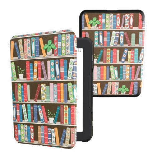 kwmobile Case Compatible with Barnes & Noble Nook Glowlight 4 / 4e Case - eReader Cover - Summer Library Blue/Green/Dark Pink