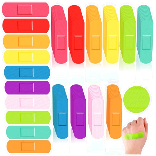 Lounsweer 400 Pcs 10 Colors Kids Bandages Bulk Waterproof Breathable Bandages Neon Colorful Flexible Bandages Assorted Colors Flexible Protection Wound Care Scrapes and Slight Cut for Toddler Children
