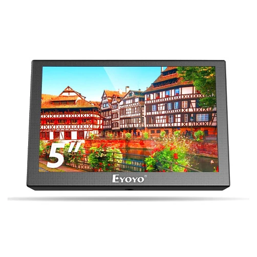 Eyoyo 5 inch Monitor, 800x480 Mini TFT LCD Screen Small Camera Video Monitor 1/4 Screw Hole with HD/VGA/AV Video Input for Car PC DVD DVR CCD DSLR-140° Wide Angle Metal Housing