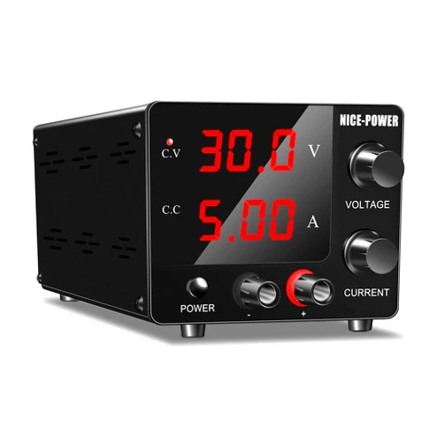 NICE-POWER DC Power Supply Variable, 30V 5A Adjustable Switching Regulated Power Supply with Encoder, Upgraded 3-Digits LED Display, Mini Regulated DC Bench Power Supply