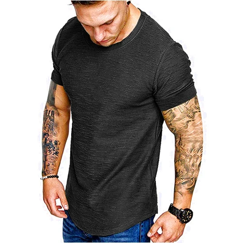 COOFANDY Men Muscle Workout T Shirt Gym Bodybuilding Active Short Sleeve Tee Top Black