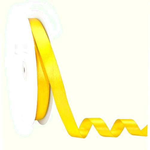Maclemon 5/8 inch Wide 100 Yards Double Face Yellow Satin Ribbon Yellow Fabric Ribbon for Gift Wrapping Very Suitable for Weddings Decoration Bouquet Balloons Arts Craft Sewing Hair Bow Invitation