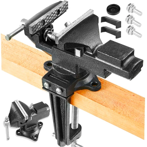 STEINBRÜCKE Dual-Purpose Combined Universal Vise 360° Swivel Base Work, Bench Vise or Table Vise Clamp-On with Quick Adjustment, 3.3