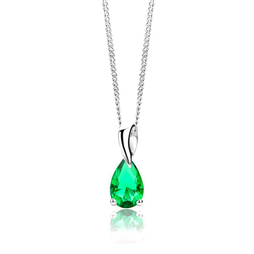 Orovi Gold Necklace for Women, Pendant in Solid 14K Yellow Gold 585/ 14K White Gold 585 with Pear-Shape Ruby/ Sapphire/ Emerald/ Topaz/ Amethyst Gemstone/ Birthstone Pendant Necklace and Gold Plated/ Silver Chain 17.7 ″ Long