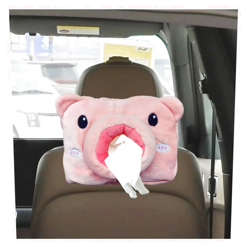 GAOLAOSY Cute Car Tissue Holder, Cartoon Auto Backseat Large Tissue Box, Car Paper Towel Holder Case, Universal Vehicle Napkin Organization Accessories Fit for Cars (Pig)