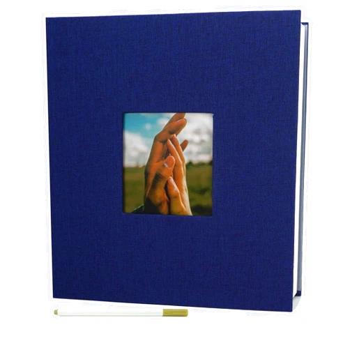 Elfonsol Photo Album Self Adhesive with Picture Display Window, DIY Scrapbook Album for 4x6 5x7 8x10 Picture, 40 Blank Pages with A Metallic Pen, Navy