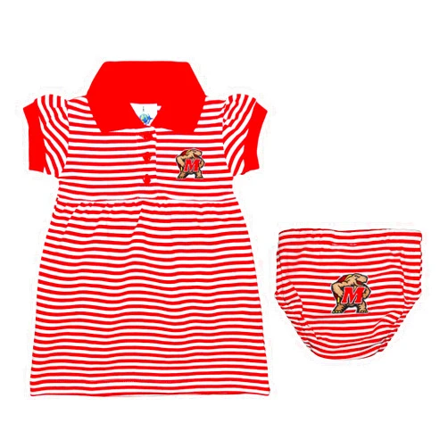 Creative Knitwear University of Maryland Terps Striped Game Day Dress with Bloomer