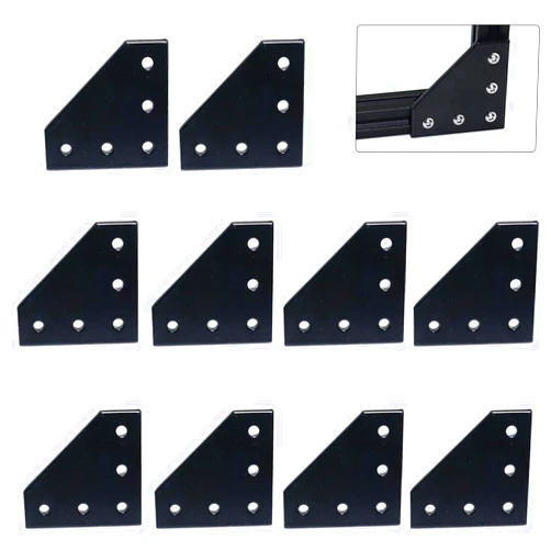 Boeray 10pcs 2020 Corner Bracket Plate Anodised L Shape 5 Hole 90 Degree Outside Joining Plate for 20 x 20mm Series Aluminum Extrusion Profile Black