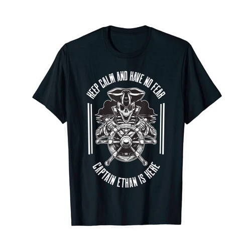 Funny personalized first name t-shirt and more Keep calm and have no fear Captain Ethan is here T-Shirt