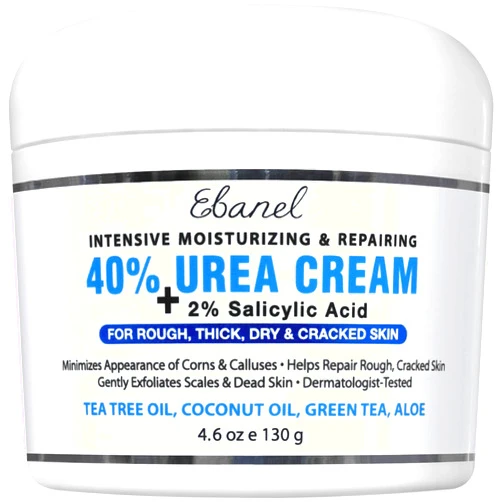 Ebanel Urea Cream 40% plus Salicylic Acid 2%, Foot Cream for Dry Cracked Heels Feet Knees Elbows Hands, Foot Dead Skin Cuticle Callus Remover Toenail Softener, Keratolytic Skin Barrier Repair Cream